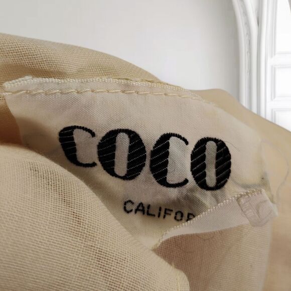 Vintage 70s Ruffle Neck Maxi Dress Size 4 Cream Eyelet Voile Bell Sleeve - Picture 15 of 16